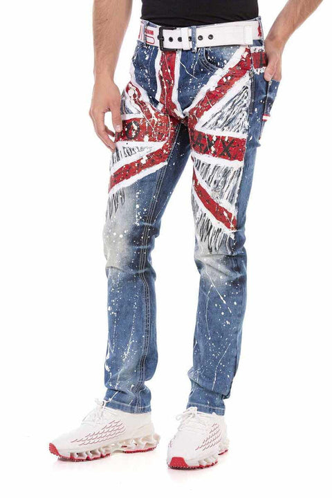 CD714 Great Britain Printed Men's Jean Trousers