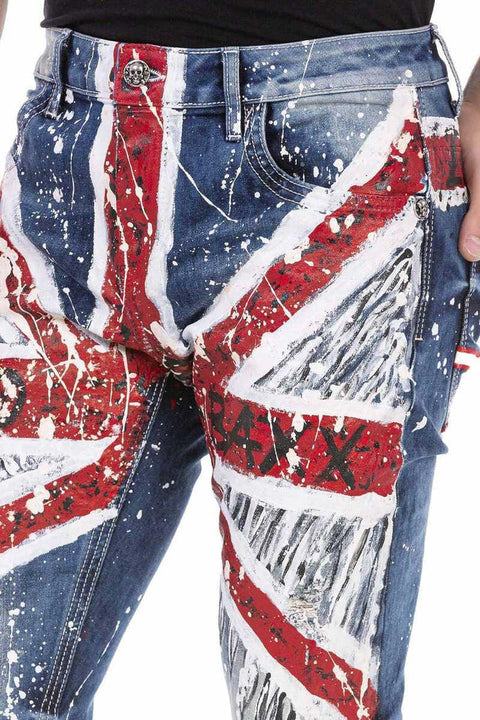CD714 Great Britain Printed Men's Jean Trousers