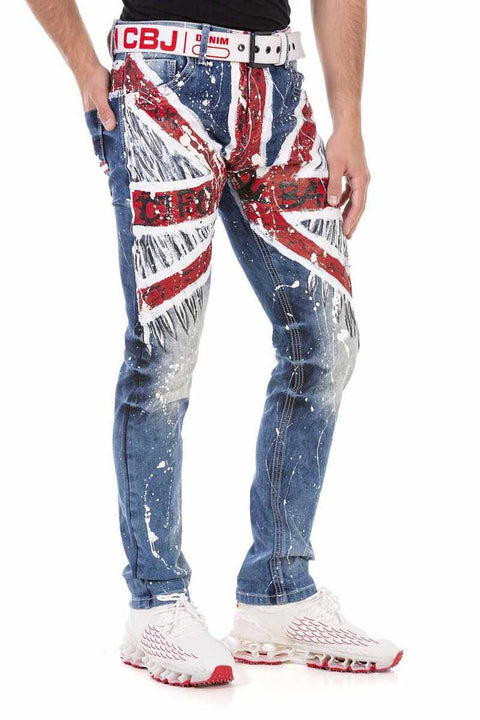 CD714 Great Britain Printed Men's Jean Trousers