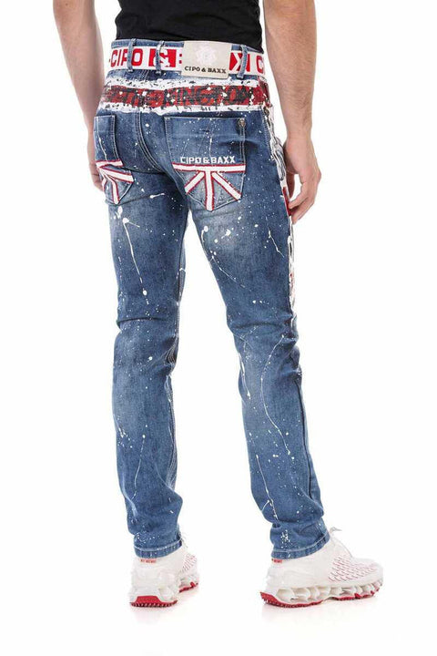 CD714 Great Britain Printed Men's Jean Trousers