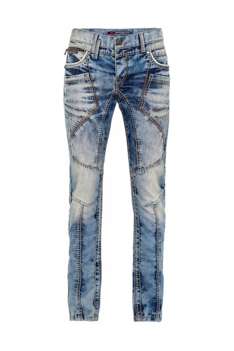 CD535 Open Men's Denim Jeans with Stitched Pockets