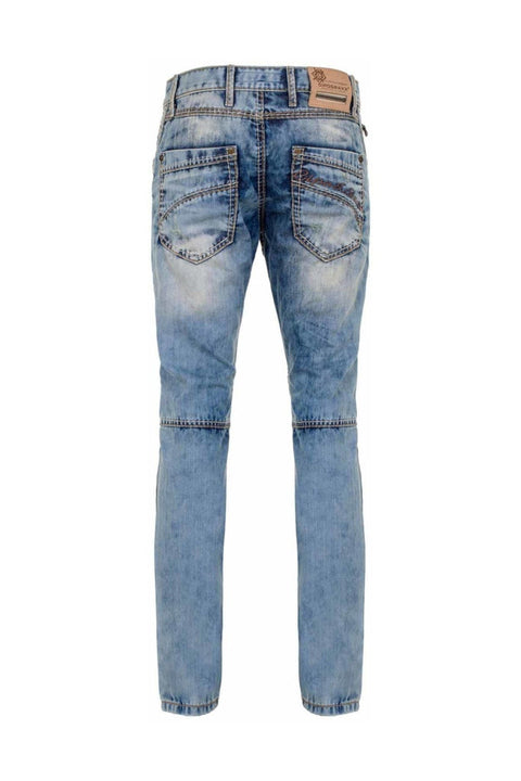 CD535 Open Men's Denim Jeans with Stitched Pockets