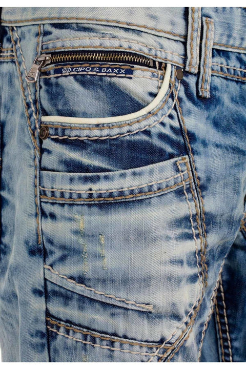 CD535 Open Men's Denim Jeans with Stitched Pockets