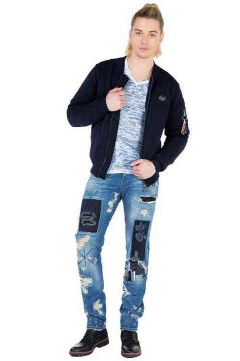 CJ151 College Collar Zippered Short Men's Coat