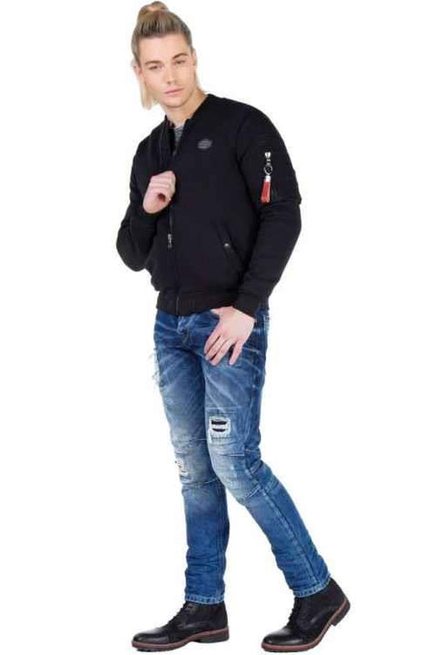 CJ151 College Collar Zippered Short Men's Coat