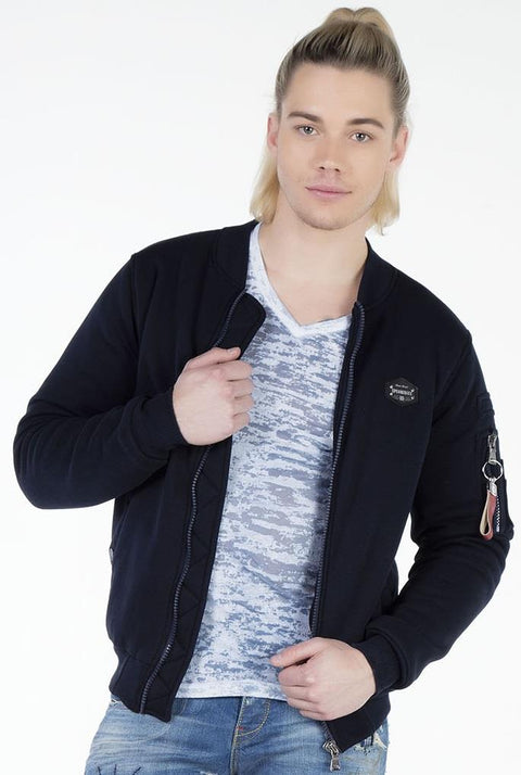 CJ151 College Collar Zippered Short Men's Coat