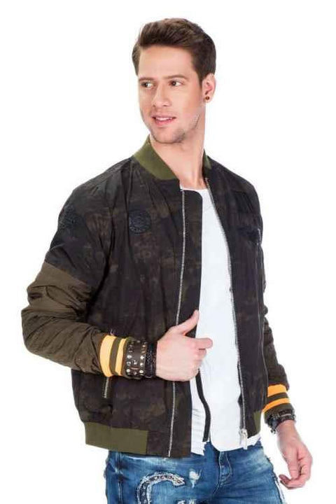 CJ210 Patterned Zippered Slim Summer Men's Jacket