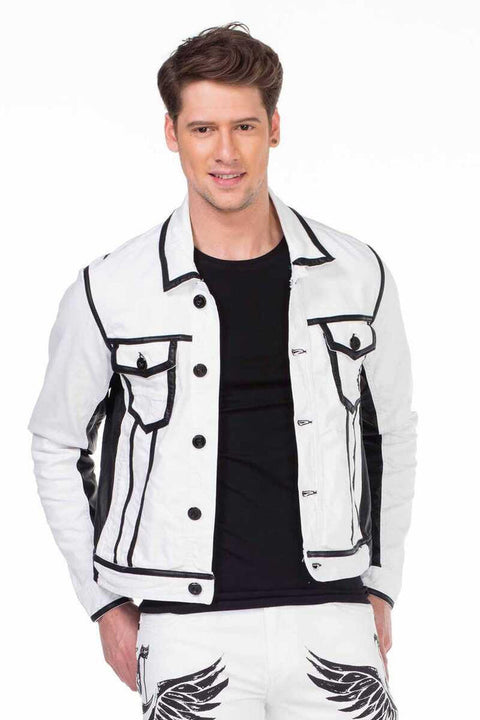 CJ213 Skull Printed Men's Biker Jacket