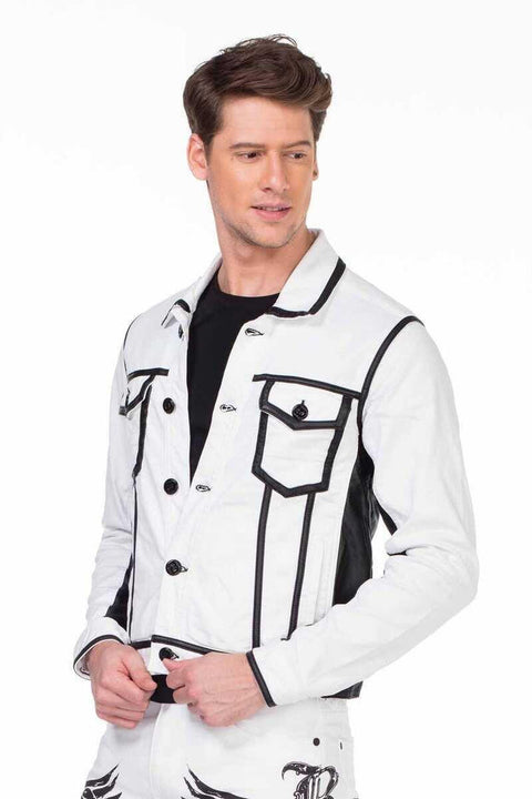CJ213 Skull Printed Men's Biker Jacket