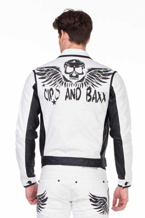 CJ213 Skull Printed Men's Biker Jacket