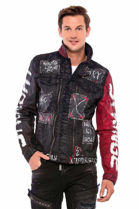 CJ248 Hand Painted Metal Detailed Men's Denim Jacket
