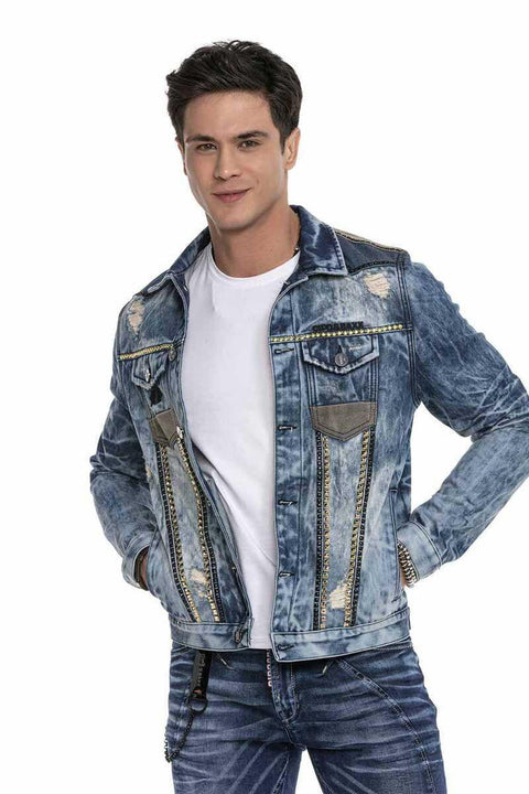 CJ264 Vintage Washed Embroidered Denim Jacket