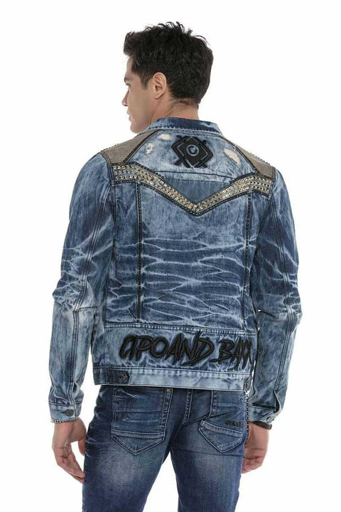 CJ264 Vintage Washed Embroidered Denim Jacket