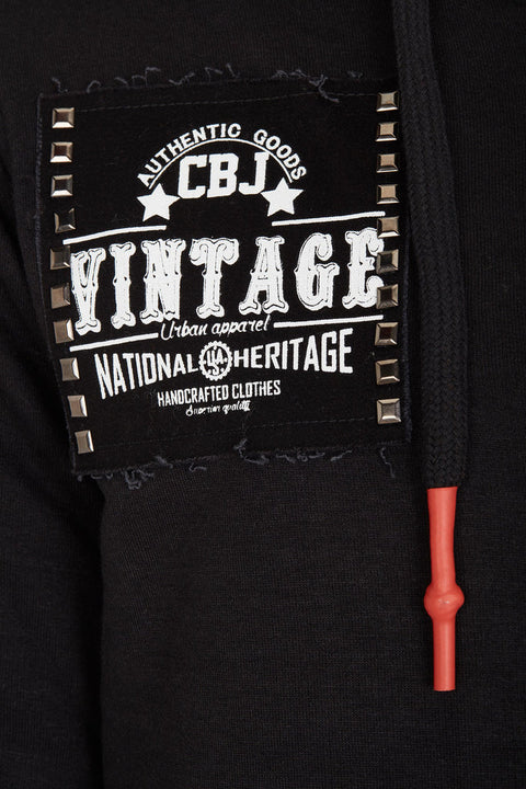 CL240 Appliqued Hooded Long Men's Sweatshirt
