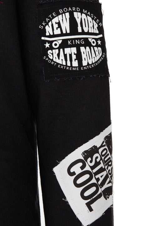 CL240 Appliqued Hooded Long Men's Sweatshirt