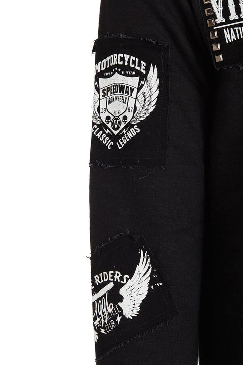 CL240 Appliqued Hooded Long Men's Sweatshirt