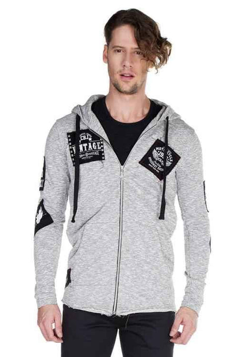 CL240 Appliqued Hooded Long Men's Sweatshirt