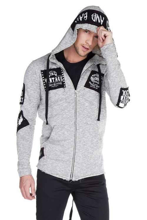 CL240 Appliqued Hooded Long Men's Sweatshirt
