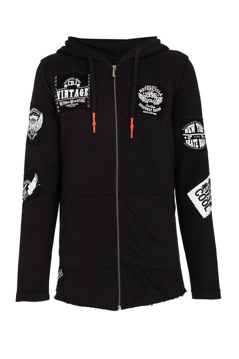 CL240 Appliqued Hooded Long Men's Sweatshirt