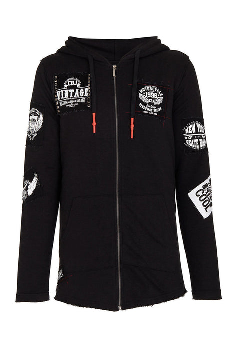 CL240 Appliqued Hooded Long Men's Sweatshirt