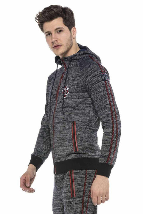 CL371 Melange Striped Hooded Men's Tracksuit Set
