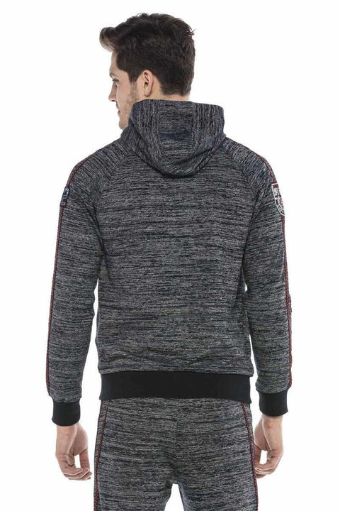 CL371 Melange Striped Hooded Men's Tracksuit Set