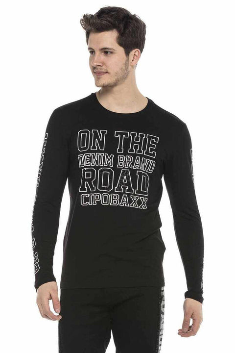 CL379 Shiny Stone Printed Thin Men's Sweatshirt