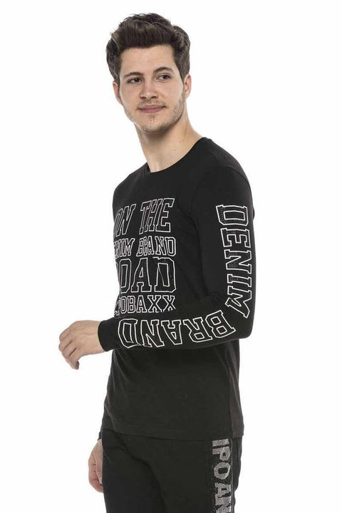 CL379 Shiny Stone Printed Thin Men's Sweatshirt