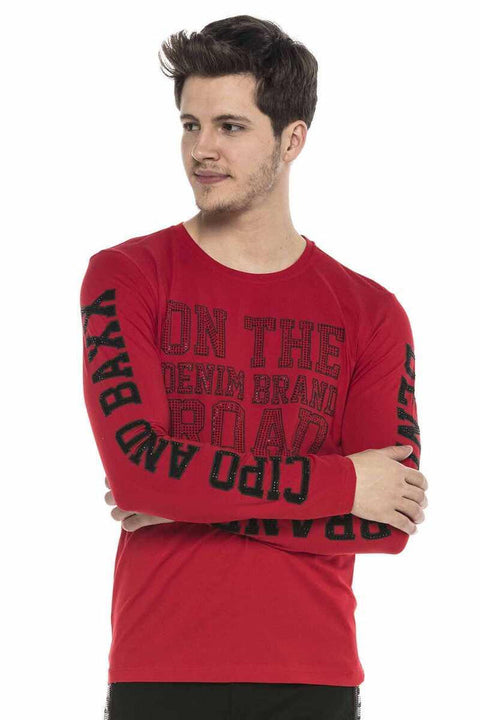 CL379 Shiny Stone Printed Thin Men's Sweatshirt