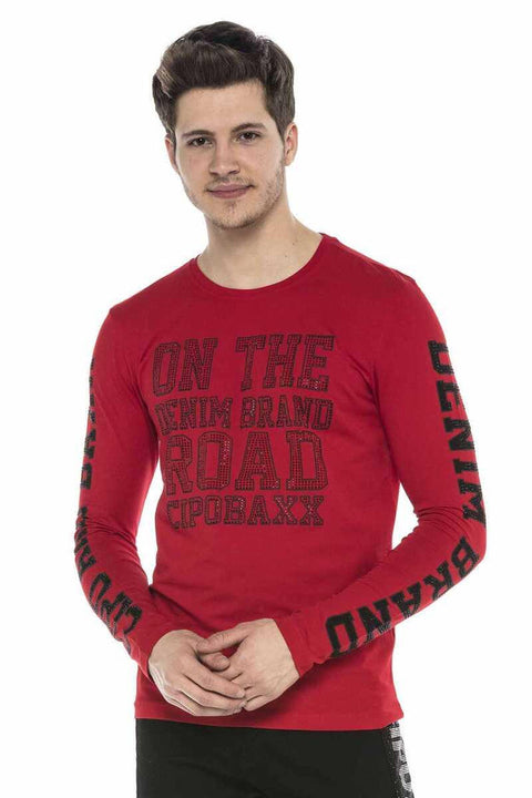 CL379 Shiny Stone Printed Thin Men's Sweatshirt