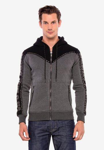 CL381 Metal Drop Stoned Hooded Winter Sweatshirt