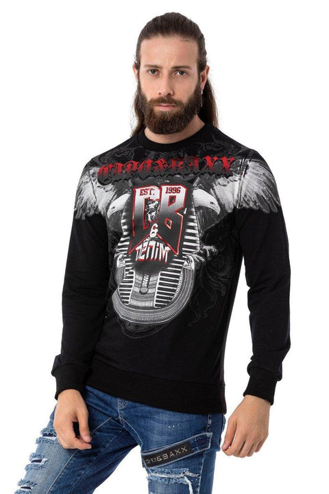 Cl515 Eagle Patterned White Thick Sweatshirt