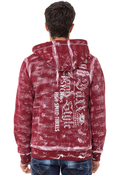 CL544 Biker Style Printed Men's Zip Sweatshirt