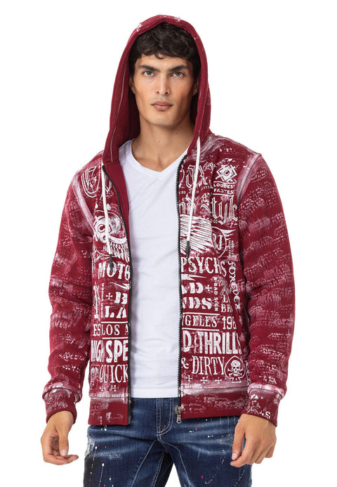 CL544 Biker Style Printed Men's Zip Sweatshirt