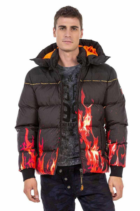 CM181 Flame Patterned Winter Men's Coat