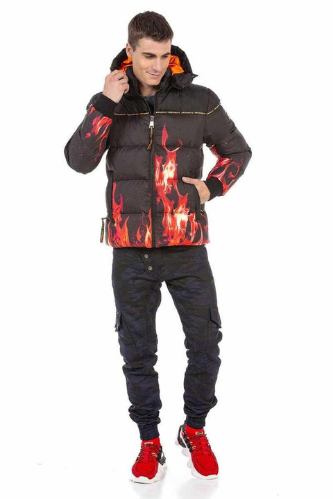 CM181 Flame Patterned Winter Men's Coat