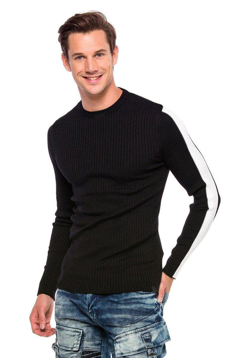 CP194 Striped Sleeve Knitwear Sweater