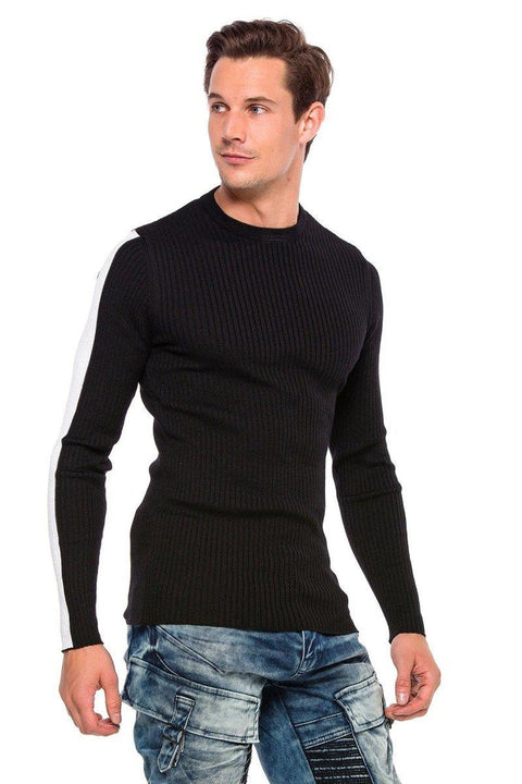 CP194 Striped Sleeve Knitwear Sweater