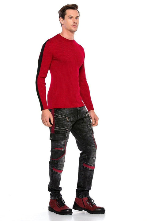 CP194 Striped Sleeve Knitwear Sweater