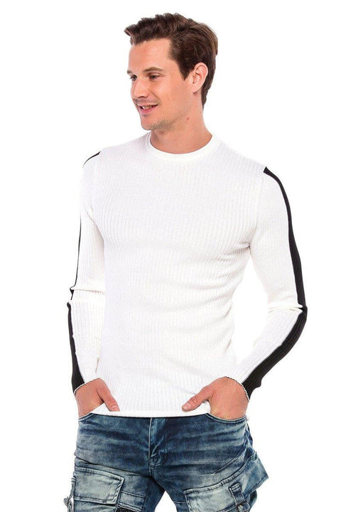 CP194 Striped Sleeve Knitwear Sweater