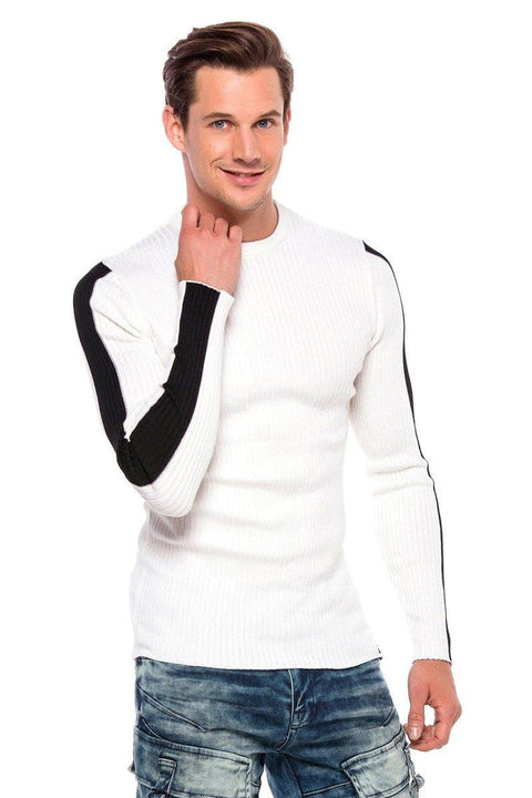CP194 Striped Sleeve Knitwear Sweater