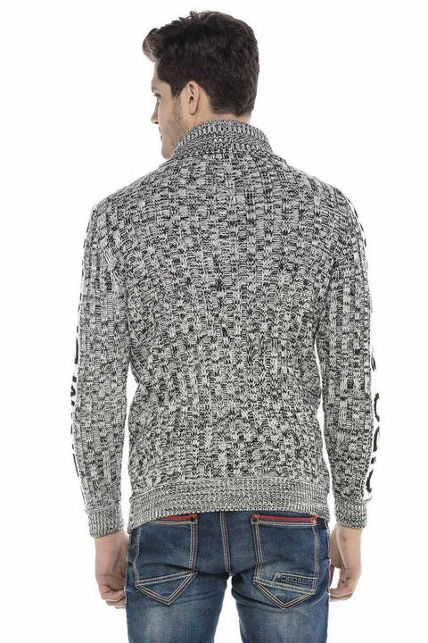 CP216 Half Zipper Collar Textured Sweater