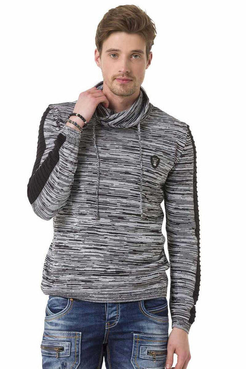 CP252 Men's Shawl Collar Textured Sweater
