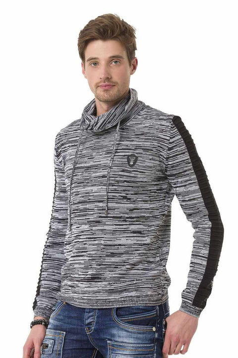 CP252 Men's Shawl Collar Textured Sweater