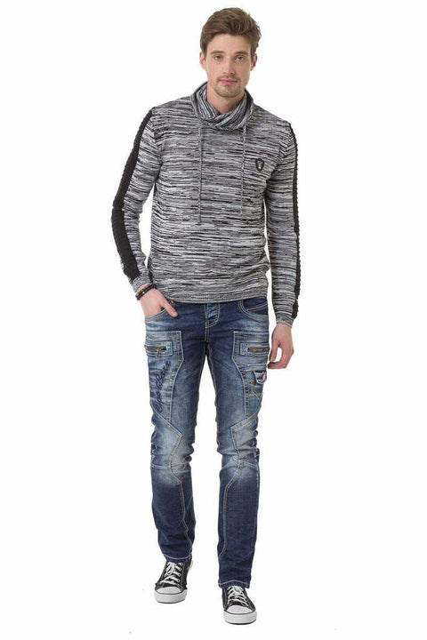 CP252 Men's Shawl Collar Textured Sweater