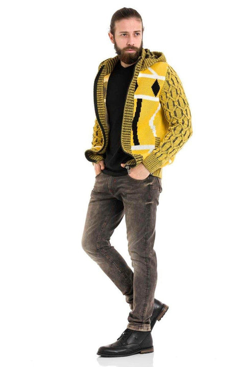 CP256 Hooded Zippered Winter Thick Yellow Cardigan