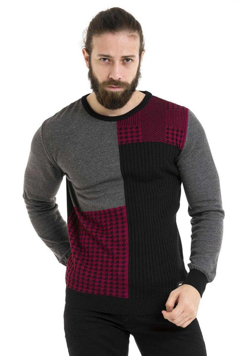 CP263 Round Collar Patterned Men's Knitwear