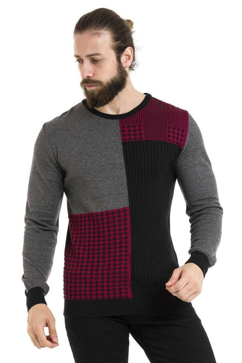 CP263 Round Collar Patterned Men's Knitwear