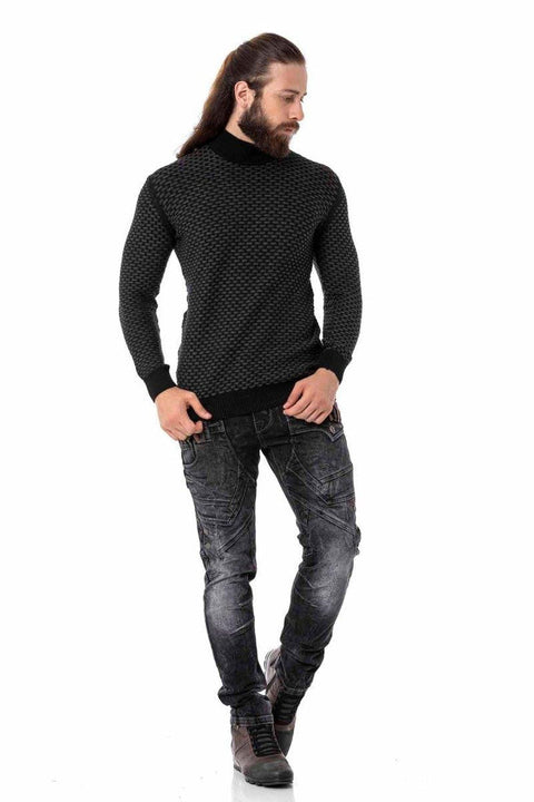 CP274 Half Turtleneck Textured Sweater