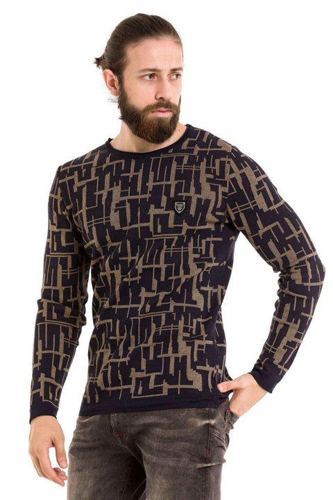 CP277 Round Neck Patterned Sweater